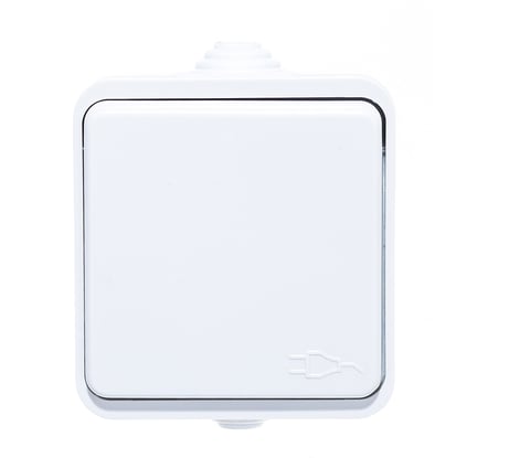 Одинарная розетка IN HOME с крышкой AQUA белая полугерметичная 3110 4690612000541