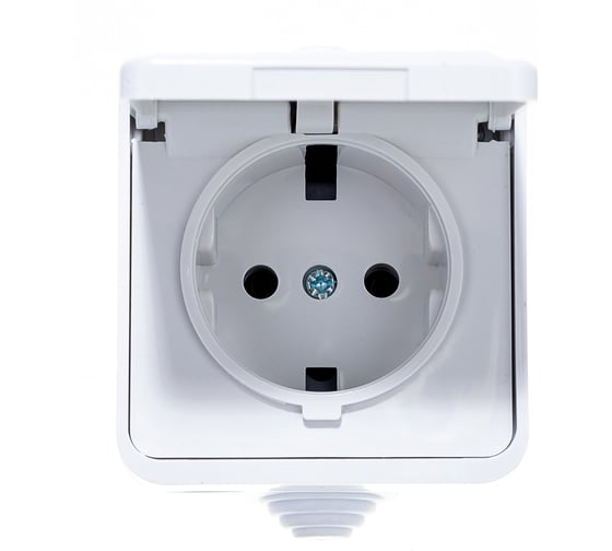 Одинарная розетка IN HOME с крышкой AQUA белая полугерметичная 3110 4690612000541