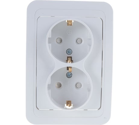 Двойная розетка IN HOME с заземлением, со шторками CLASSICO белая 2128x 4690612000985