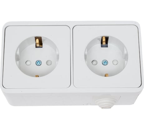 Двойная розетка IN HOME с заземлением, со шторками AQUA белая полугерметичная 3123 4690612003467