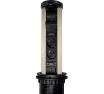 Выдвижная встраиваемая розетка Mebax 12J 2 секции Серебро+Черный Автоматический d=100мм USB type A+C + RJ45 + HDMI беспровод 00-00002597