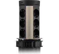Выдвижная встраиваемая розетка Mebax 17 12 секции Серебро+Черный d=100мм USB type A+C беспроводная зарядка 00-00002599