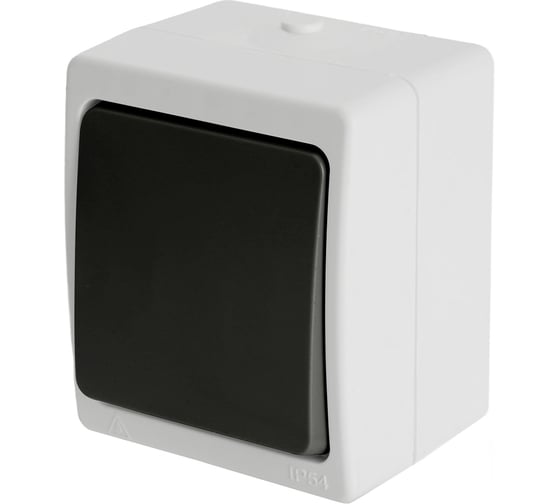 Одноклавишный выключатель STEKKER открытой установки 250В, 10А, серый/графит, PSW10-111-54 32752 1