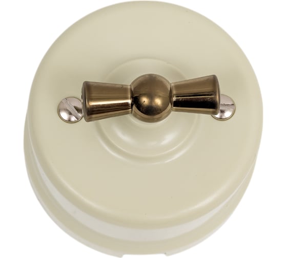 Поворотный выключатель Bironi 1-клавишный, проходной, ручка Бронза B1-201-211-B 1