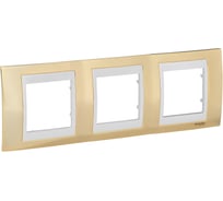 Горизонтальная рамка 3-ая Systeme Electric Unica Хамелеон Золото/Бежевый MGU66.006.504