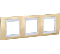 Горизонтальная рамка 3-ая Systeme Electric Unica Хамелеон Золото/Белый MGU66.006.804