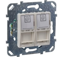 Двойная компьютерная розетка Systeme Electric Unica Беж кат 6 с полем для надписи MGU5.2424.25ZD