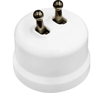 2 клавишный тумблерный выключатель Bironi ручка бронза, цвет белый B1-232-21-B