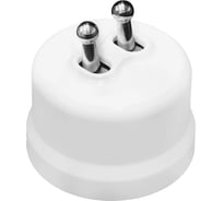 2 клавишный тумблерный выключатель Bironi ручка серебро, цвет белый B1-232-21-S