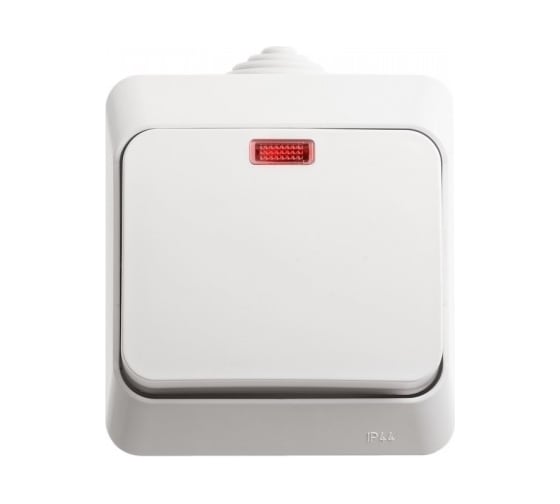 1-клавишный выключатель Systeme Electric Lexel Этюд Белый с подсветкой IP44, наружный BA10-045B