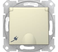Розетка Systeme Electric Sedna Беж 1-я с/з с защитными шторками с крышкой IP44 SE SDN3100347