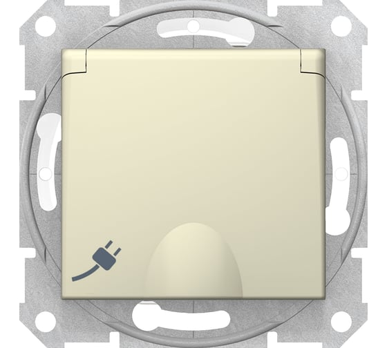 Розетка Systeme Electric Sedna Беж 1-я с/з с защитными шторками с крышкой IP44 SE SDN3100347