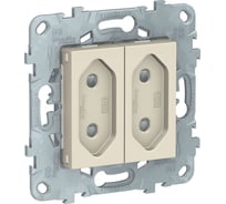 Двойная розетка Systeme Electric Unica Беж б/з, 10А, со шторками, для узких вилок MGU5.3131.25ZD
