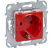 Розетка Systeme Electric Unica Красный 1-ая с с/з с защитными шторками винт. зажим MGU5.037.03ZD