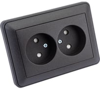 Двухместная розетка Systeme Electric WESSEN 59 Черный бархат б/з в сборе с рамкой RS16-254-68