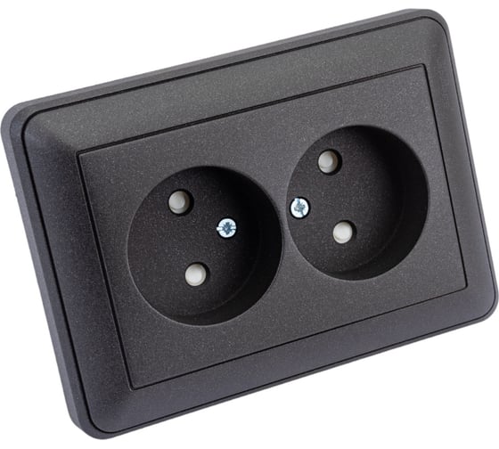 Двухместная розетка Systeme Electric WESSEN 59 Черный бархат б/з в сборе с рамкой RS16-254-68