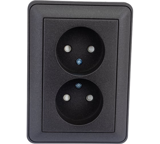Двухместная розетка Systeme Electric WESSEN 59 Черный бархат б/з в сборе с рамкой RS16-254-68