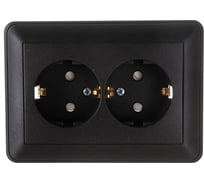 Двухместная розетка Systeme Electric WESSEN 59 Черный бархат с/з с защитными шторками в сборе с рамкой RS16-255-68