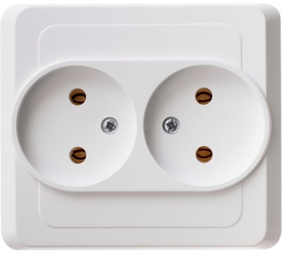 Двухместная розетка Systeme Electric СП Этюд 16А без заземления, белая SchE PC16-005B