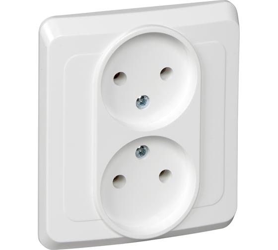 Двухместная розетка Systeme Electric СП Этюд 16А без заземления, белая SchE PC16-005B