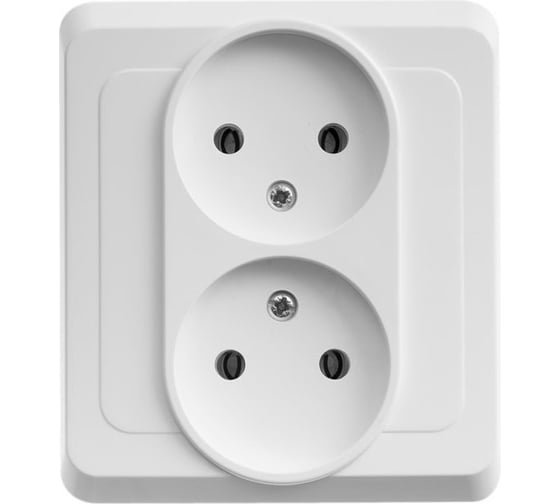Двухместная розетка Systeme Electric СП Этюд 16А без заземления, белая SchE PC16-005B