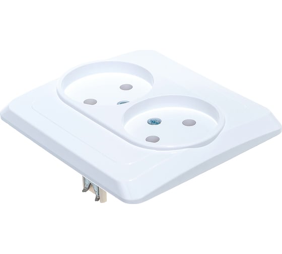 Двухместная розетка Systeme Electric СП Этюд 16А без заземления, белая SchE PC16-005B