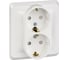 Двухместная розетка Systeme Electric СП Этюд 16А с заземлением, защитные шторки, белая SchE PC16-008B 1