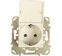 Розетка Systeme Electric 1-м UNICA с заземлением, защитные шторки, с крышкой, белый SchE MGU5.037.18TAZD