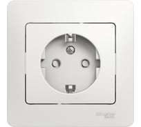 Розетка Systeme Electric 1-м GLOSSA с заземлением, защитные шторки белая SchE GSL000144