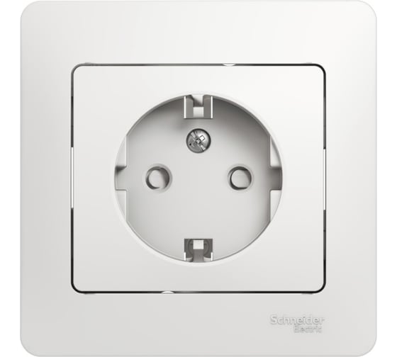 Розетка Systeme Electric 1-м GLOSSA с заземлением, защитные шторки белая SchE GSL000144
