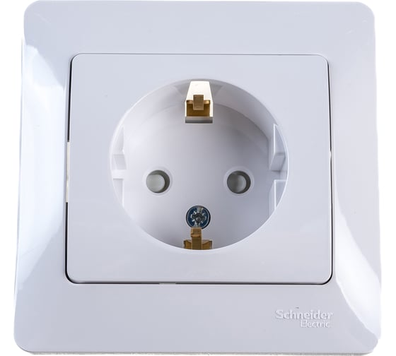 Розетка Systeme Electric 1-м GLOSSA с заземлением, защитные шторки белая SchE GSL000144
