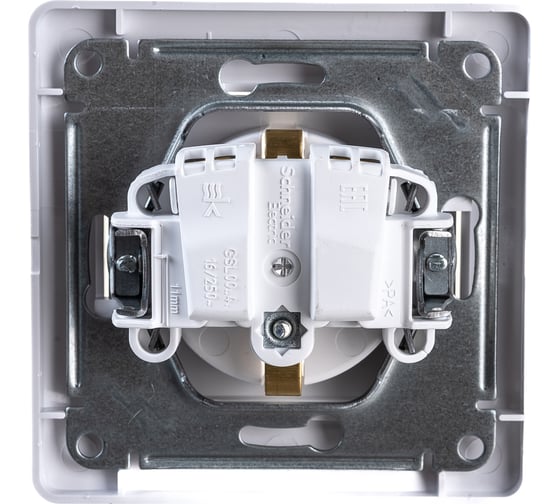 Розетка Systeme Electric 1-м GLOSSA с заземлением, защитные шторки белая SchE GSL000144
