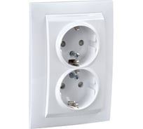 Двухместная розетка Systeme Electric CП UNICA с заземлением, защитные шторки, белая SchE MGU23.067.18D