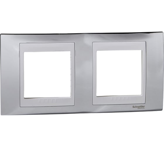 Горизонтальная рамка 2-ая Systeme Electric Unica Хамелеон Серебро/Белый MGU66.004.810 1