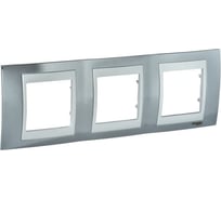 Горизонтальная рамка 3-ая Systeme Electric Unica Хамелеон Серебро/Белый MGU66.006.810