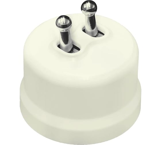 2 клавишный тумблерный выключатель Bironi ручка серебро B1-232-211-S 1
