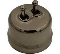 2 клавишный тумблерный выключатель Bironi, корпус бронза, ручка бронза B1-232-B-B