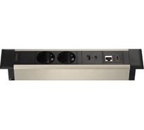 Встраиваемая врезная розетка Mebax 41T 2 секции Серебро+Черный USB + type C + RJ45 + HDMI 00-00002593