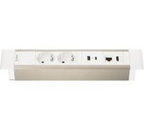 Встраиваемая врезная розетка Mebax 41T 2 секции Серебро+Белый USB + type C + RJ45 + HDMI 00-00002594