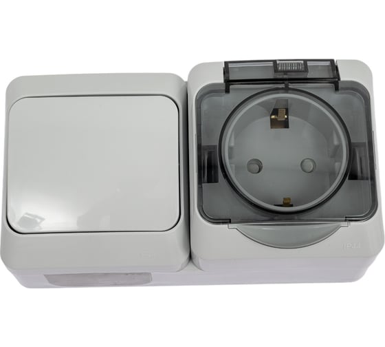 Блок Systeme Electric ОП Этюд IP44 сер. 1-кл выкл.+евророз з/ш SchE BPA16-241C