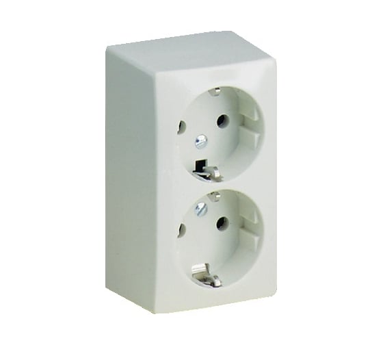 Розетка для монтажа на поверхность, 2-х модульная ABL 16A 2P+E 250V, белый 1492010 1