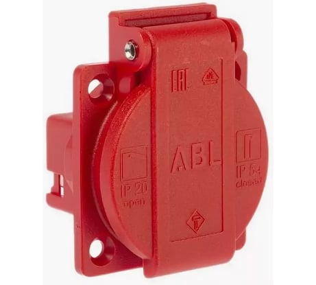 Приборная розетка ABL термопласт, фланец, IP54 16A 2P+E 250V, красный 1461040