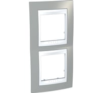 Вертикальная рамка 2-ая Systeme Electric Unica Хамелеон Серый/Белый MGU6.004V.865