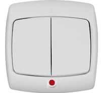 Выключатель Systeme Electric 2-кл. СП Рондо 10А с индик. бел SchE ВС5У-227 VS5U-227-BI ВС5У-227-би