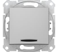 Механизм проходного переключателя Systeme Electric 1-кл. Sedna с синей подсветкой алюминий SchE SDN1500160