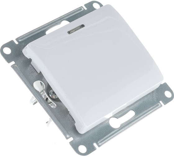 Механизм переключателя Systeme Electric 1-кл GLOSSA с подсветкой белый SchE GSL000163