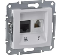 Двойная розетка Systeme Electric Sedna Бел ТЛФ + комп кат.6 UTP SE SDN5200121