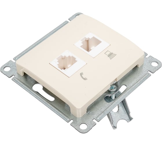 Механизм розетки Systeme Electric телеф.+комп. 2-м RJ11+RJ45 GLOSSA беж. SchE GSL000285