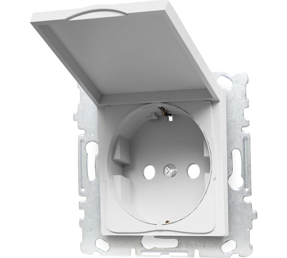 Одинарная розетка Vesta Electric palermo с заземлением, с крышкой, без рамки FRZ00070026BEL 1