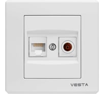 Двойная розетка Vesta Electric palermo для сетевого кабеля, lan + tv FRZMT030103BEL